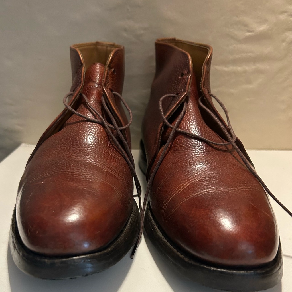 Shoes Men’s Brown Grain Leather High Top, Dainite Soles Laces 10* Made England